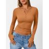image:imageTrendy Queen Long Sleeve Henley Shirts for Women Fall Winter Ribbed Thermal Tops Casual Blouses Basics Tees Cute SweatersOrange