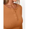 image:imageTrendy Queen Long Sleeve Henley Shirts for Women Fall Winter Ribbed Thermal Tops Casual Blouses Basics Tees Cute SweatersOrange