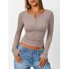 image:imageTrendy Queen Long Sleeve Henley Shirts for Women Fall Winter Ribbed Thermal Tops Casual Blouses Basics Tees Cute SweatersTaupe