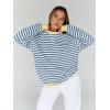 image:imageTrendy Queen Oversized Sweatshirt for Women 2026 Fall Crewneck Striped Long Sleeve Shirts Hoodies Cute Top Y2K OutfitsBluewhite