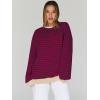 image:imageTrendy Queen Oversized Sweatshirt for Women 2026 Fall Crewneck Striped Long Sleeve Shirts Hoodies Cute Top Y2K OutfitsBurgundyblue