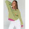 image:imageTrendy Queen Oversized Sweatshirt for Women 2026 Fall Crewneck Striped Long Sleeve Shirts Hoodies Cute Top Y2K OutfitsOrangegreen