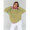 image:imageTrendy Queen Oversized Sweatshirt for Women 2026 Fall Crewneck Striped Long Sleeve Shirts Hoodies Cute Top Y2K OutfitsOrangegreen