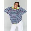 image:imageTrendy Queen Oversized Sweatshirt for Women 2026 Fall Crewneck Striped Long Sleeve Shirts Hoodies Cute Top Y2K OutfitsPinkgreen