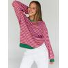 image:imageTrendy Queen Oversized Sweatshirt for Women 2026 Fall Crewneck Striped Long Sleeve Shirts Hoodies Cute Top Y2K OutfitsPurpleyellow