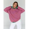 image:imageTrendy Queen Oversized Sweatshirt for Women 2026 Fall Crewneck Striped Long Sleeve Shirts Hoodies Cute Top Y2K OutfitsPurpleyellow