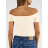 image:imageTrendy Queen Summer Off The Shoulder Tops for Women Going Out Short Sleeve Shirts Cute Y2K Sexy Basic Clothes 2026 FashionApricot