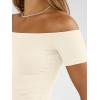 image:imageTrendy Queen Summer Off The Shoulder Tops for Women Going Out Short Sleeve Shirts Cute Y2K Sexy Basic Clothes 2026 FashionApricot