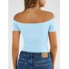 image:imageTrendy Queen Summer Off The Shoulder Tops for Women Going Out Short Sleeve Shirts Cute Y2K Sexy Basic Clothes 2026 FashionBaby Blue