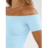 image:imageTrendy Queen Summer Off The Shoulder Tops for Women Going Out Short Sleeve Shirts Cute Y2K Sexy Basic Clothes 2026 FashionBaby Blue