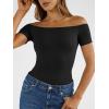 image:imageTrendy Queen Summer Off The Shoulder Tops for Women Going Out Short Sleeve Shirts Cute Y2K Sexy Basic Clothes 2026 FashionBlack