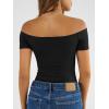 image:imageTrendy Queen Summer Off The Shoulder Tops for Women Going Out Short Sleeve Shirts Cute Y2K Sexy Basic Clothes 2026 FashionBlack