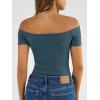 image:imageTrendy Queen Summer Off The Shoulder Tops for Women Going Out Short Sleeve Shirts Cute Y2K Sexy Basic Clothes 2026 FashionHaze Blue