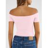 image:imageTrendy Queen Summer Off The Shoulder Tops for Women Going Out Short Sleeve Shirts Cute Y2K Sexy Basic Clothes 2026 FashionPink