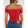 image:imageTrendy Queen Summer Off The Shoulder Tops for Women Going Out Short Sleeve Shirts Cute Y2K Sexy Basic Clothes 2026 FashionRed