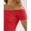 image:imageTrendy Queen Summer Off The Shoulder Tops for Women Going Out Short Sleeve Shirts Cute Y2K Sexy Basic Clothes 2026 FashionRed