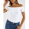 image:imageTrendy Queen Summer Off The Shoulder Tops for Women Going Out Short Sleeve Shirts Cute Y2K Sexy Basic Clothes 2026 FashionWhite