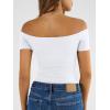 image:imageTrendy Queen Summer Off The Shoulder Tops for Women Going Out Short Sleeve Shirts Cute Y2K Sexy Basic Clothes 2026 FashionWhite