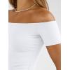image:imageTrendy Queen Summer Off The Shoulder Tops for Women Going Out Short Sleeve Shirts Cute Y2K Sexy Basic Clothes 2026 FashionWhite