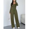 image:imageTrendy Queen Women 2 Piece Matching Lounge Sets Clothing Wide Leg Pants 2026 Y2K Sweatsuits Spring Travel Airport OutfitArmy