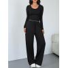 image:imageTrendy Queen Women 2 Piece Matching Lounge Sets Clothing Wide Leg Pants 2026 Y2K Sweatsuits Spring Travel Airport OutfitBlack