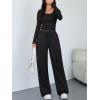 image:imageTrendy Queen Women 2 Piece Matching Lounge Sets Clothing Wide Leg Pants 2026 Y2K Sweatsuits Spring Travel Airport OutfitBlack