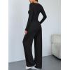 image:imageTrendy Queen Women 2 Piece Matching Lounge Sets Clothing Wide Leg Pants 2026 Y2K Sweatsuits Spring Travel Airport OutfitBlack