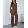 image:imageTrendy Queen Women 2 Piece Matching Lounge Sets Clothing Wide Leg Pants 2026 Y2K Sweatsuits Spring Travel Airport OutfitCocoa Brown