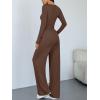 image:imageTrendy Queen Women 2 Piece Matching Lounge Sets Clothing Wide Leg Pants 2026 Y2K Sweatsuits Spring Travel Airport OutfitCocoa Brown