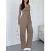 image:imageTrendy Queen Women 2 Piece Matching Lounge Sets Clothing Wide Leg Pants 2026 Y2K Sweatsuits Spring Travel Airport OutfitMocha