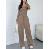 image:imageTrendy Queen Women 2 Piece Matching Lounge Sets Clothing Wide Leg Pants 2026 Y2K Sweatsuits Spring Travel Airport OutfitMocha