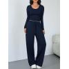 image:imageTrendy Queen Women 2 Piece Matching Lounge Sets Clothing Wide Leg Pants 2026 Y2K Sweatsuits Spring Travel Airport OutfitNavy