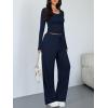 image:imageTrendy Queen Women 2 Piece Matching Lounge Sets Clothing Wide Leg Pants 2026 Y2K Sweatsuits Spring Travel Airport OutfitNavy