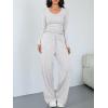 image:imageTrendy Queen Women 2 Piece Matching Lounge Sets Clothing Wide Leg Pants 2026 Y2K Sweatsuits Spring Travel Airport OutfitOatmeal Grey