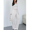 image:imageTrendy Queen Women 2 Piece Matching Lounge Sets Clothing Wide Leg Pants 2026 Y2K Sweatsuits Spring Travel Airport OutfitOatmeal Grey