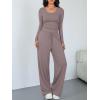 image:imageTrendy Queen Women 2 Piece Matching Lounge Sets Clothing Wide Leg Pants 2026 Y2K Sweatsuits Spring Travel Airport OutfitRose Taupe