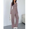 image:imageTrendy Queen Women 2 Piece Matching Lounge Sets Clothing Wide Leg Pants 2026 Y2K Sweatsuits Spring Travel Airport OutfitRose Taupe
