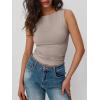 image:imageTrendy Queen Women Going Out Summer Tank Tops Spring Casual Basic Cute 2026 Sleeveless Shirt Vacation Fashion Outfit ClothesCoffee Grey