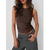 image:imageTrendy Queen Women Going Out Summer Tank Tops Spring Casual Basic Cute 2026 Sleeveless Shirt Vacation Fashion Outfit ClothesDark Browm