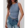 image:imageTrendy Queen Women Going Out Summer Tank Tops Spring Casual Basic Cute 2026 Sleeveless Shirt Vacation Fashion Outfit ClothesHaze Blue