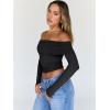 image:imageTrendy Queen Women Long Sleeve Shirts Off Shoulder Tops Going Out Crop Sexy Slim Fitted Y2K Fall Outfits 2026 Fashion ClothesBlack