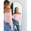 image:imageTrendy Queen Women Long Sleeve Shirts Off Shoulder Tops Going Out Crop Sexy Slim Fitted Y2K Fall Outfits 2026 Fashion ClothesPink
