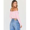 image:imageTrendy Queen Women Long Sleeve Shirts Off Shoulder Tops Going Out Crop Sexy Slim Fitted Y2K Fall Outfits 2026 Fashion ClothesPink
