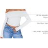image:imageTrendy Queen Women Long Sleeve Shirts Off Shoulder Tops Going Out Crop Sexy Slim Fitted Y2K Fall Outfits 2026 Fashion ClothesWhite