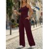 image:imageTrendy Queen Womens 2 Piece Lounge Set Spring Outfits  Camisole Top amp Wide Leg PantsAncora Red