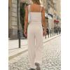 image:imageTrendy Queen Womens 2 Piece Lounge Set Spring Outfits  Camisole Top amp Wide Leg PantsBeige
