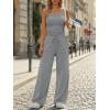 image:imageTrendy Queen Womens 2 Piece Lounge Set Spring Outfits  Camisole Top amp Wide Leg PantsDark Grey