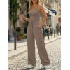 image:imageTrendy Queen Womens 2 Piece Lounge Set Spring Outfits  Camisole Top amp Wide Leg PantsMocha