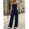 image:imageTrendy Queen Womens 2 Piece Lounge Set Spring Outfits  Camisole Top amp Wide Leg PantsNavy