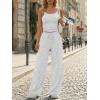 image:imageTrendy Queen Womens 2 Piece Lounge Set Spring Outfits  Camisole Top amp Wide Leg PantsOatmeal Grey